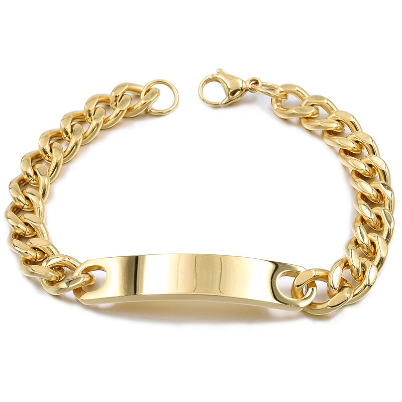 ATGO ID Bracelet 316L Stainless Steel Best Friends Men Retail Punk Rock Hip Hop BB001: Gold