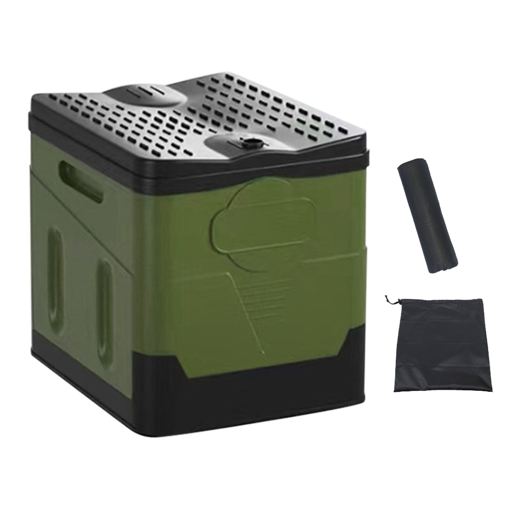 Outdoor Toilet Draagbare Outdoor Camping Opvouwbare Toilet Sterk Dragende Herbruikbare Prullenbak Voor Tour Noodhulp Zelfrijdende Reizen: Kaki
