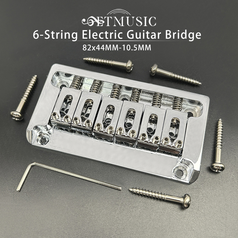 JEBridge à 6 cordes à queue rigide en métal avec paroi latérale, corps électrique à travers JEParts, noir, or, chrome, 82x44mm-10.5