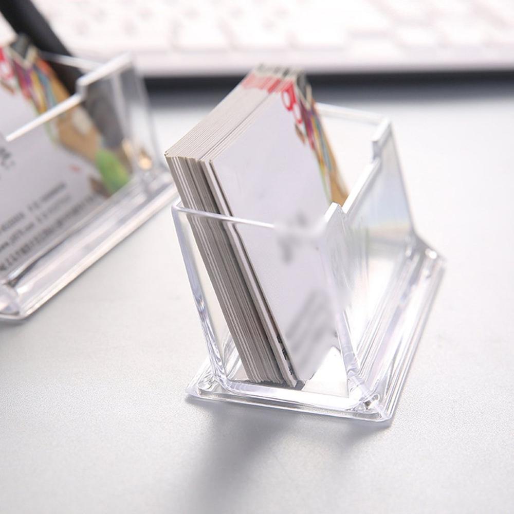 Transparent Plastic Desk Shelf Storage Display Stand Hard Access Card Cover Credit Card Case Badge Desktop Business Card Holder