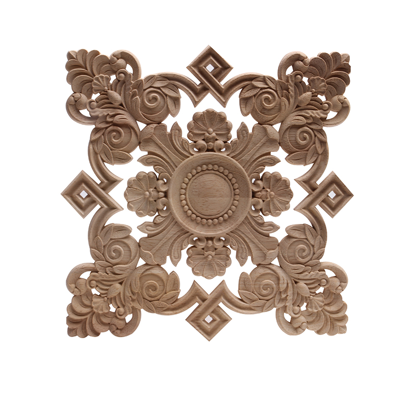 Hout Applique Onlay Hout Decal Hout Beeldjes Houten Gesneden Decor Unpainted Grote Kroon Laat Ovale Bloem Meubels Deuren Thuis