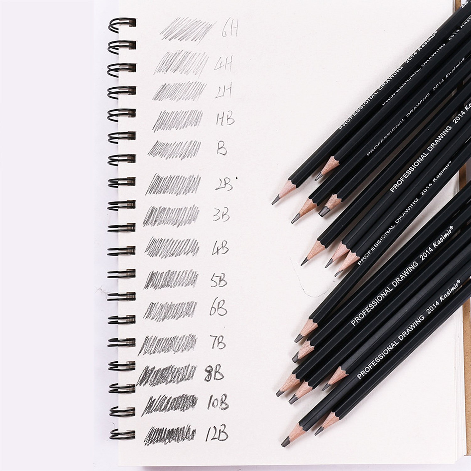 14pcs Sketch Pencils Set 6H-12B Art Sketching Drawing Graphite Pencils for Artist Studens Adults