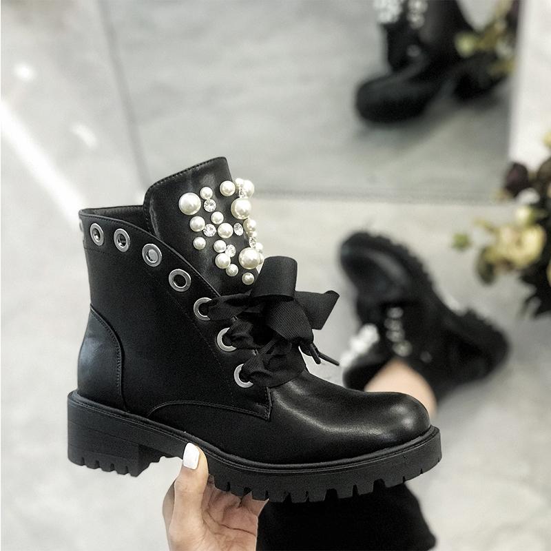 dames noir bottines perle ruban décoré bottes antidérapantes femmes décontracté confortable court chaussons pour les femmes