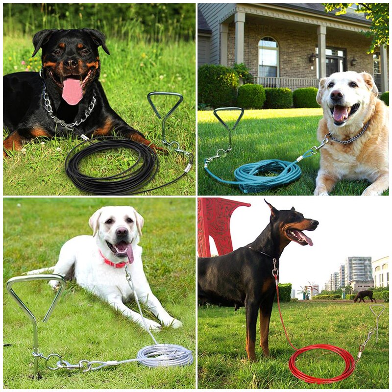 3M 5M 11M Hond Stake Tie Out Kabel En Reflecterende Stake 16 Ft Outdoor Yard En Camping, voor Kleine Medium Grote Honden Tot £ 125