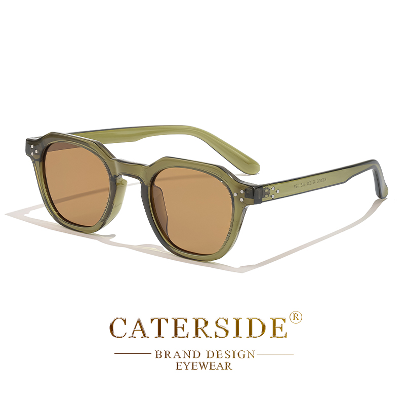 CATERSIDE gafas de sol polarizadas Retro para hombre, gafas de sol poligonales ultraligeras TR90 con montura UV400, gafas de viaje de para exteriores: Transparente