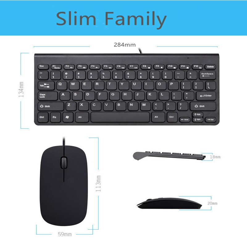 Windays Mouse Keyboard USBSlim Wired Computer Accessories Component PC Macbook Notebook Laptop Parts