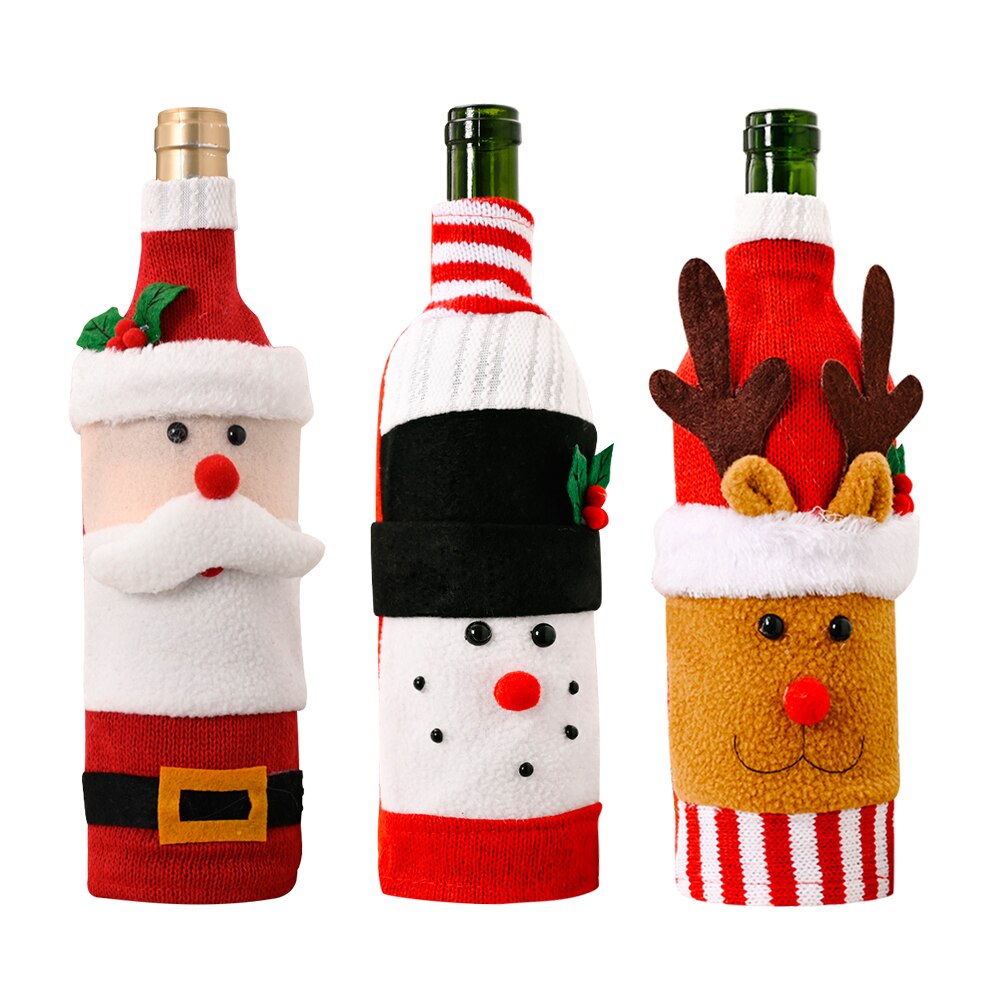 Doek Wijnfles Covers Kerstman Sneeuwpop Decor Champagne Fles Zak Doek Party Wijnfles Cover Bag