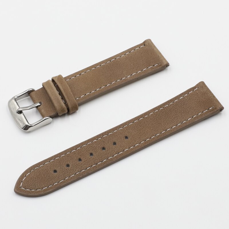 Retro Watch Strap Band 18mm 20mm 22mm 24mm Leather Watchbands Gray Black Brown Blue for Men Watch Accessories: khaki / 19mm