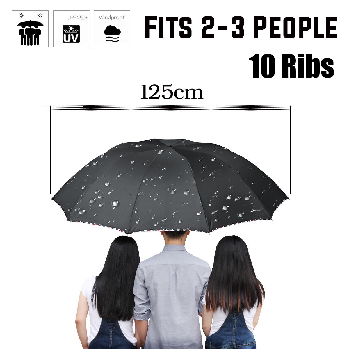 Folding Man Vrouw Commerciële Compact Grote Sterke Frame Winddicht 10 Ribben Gentle Black Paraplu Zonnige Regenachtige
