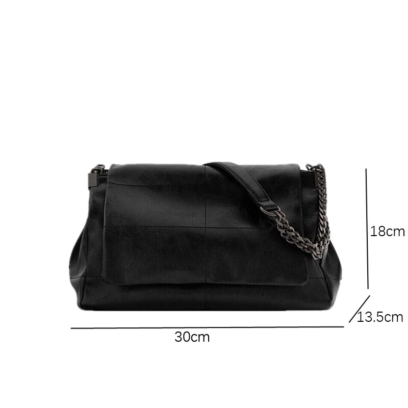 Sacs à main Vintage en cuir souple pour femmes, sacoche à épaule avec chaîne, couleur unie, pochette à rabat souple,