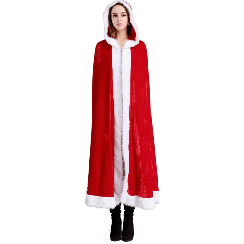 Capa cosplay traje papai noel veludo vermelho capas longas com chapéu vestido de festa natal feminino masculino adulto menino menina: S
