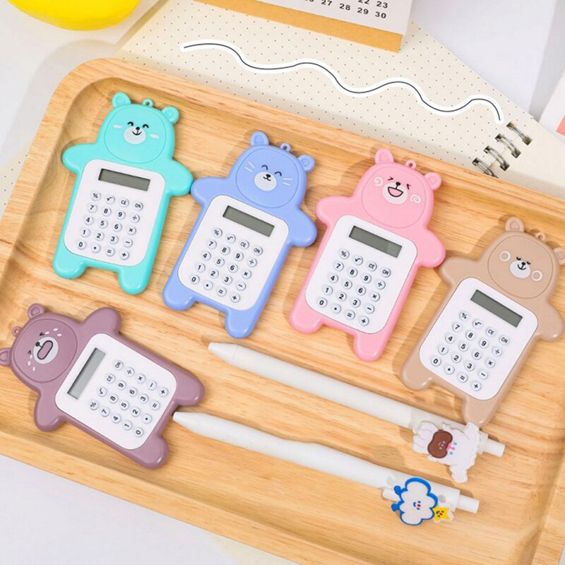 1pc mignon calculatrice de poche pratique taille 8 chiffres affichage à piles bureau Kawaii Animal calculatrice pour enfants fille