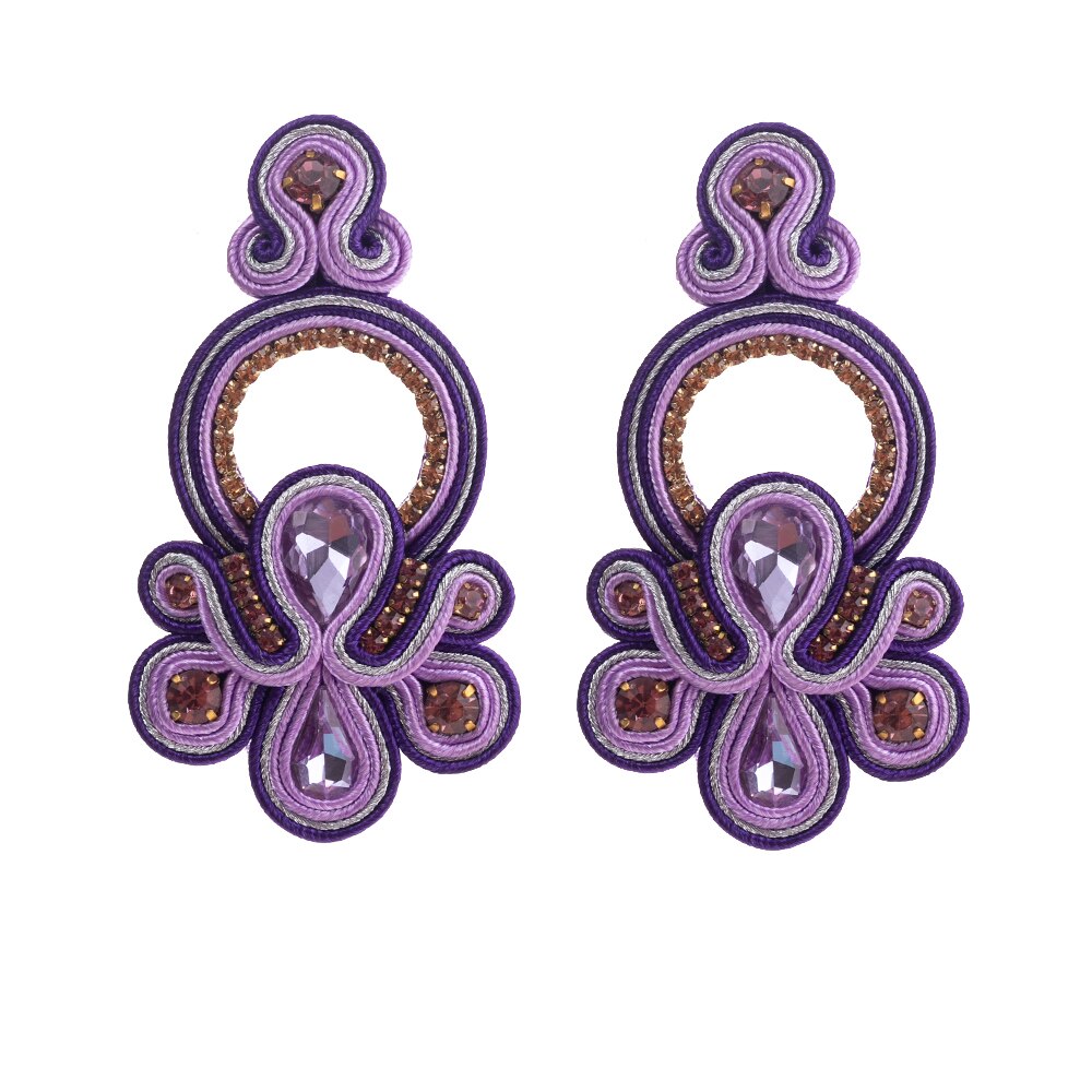 KPacTa Luxury Ladies Earrings Handmade Ethnic Earrings for Women Pendant Earrings Party National Wind: purple