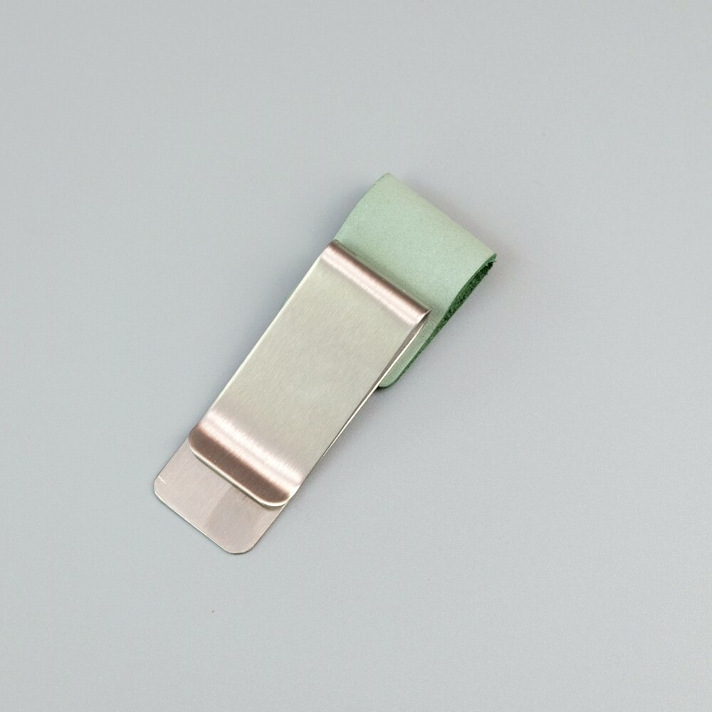 Stainless Steel & Leather Pen Clip Metal Pen clip Crazy horse/Wax leather series Accessories of Traveler's Notebook: Wax green