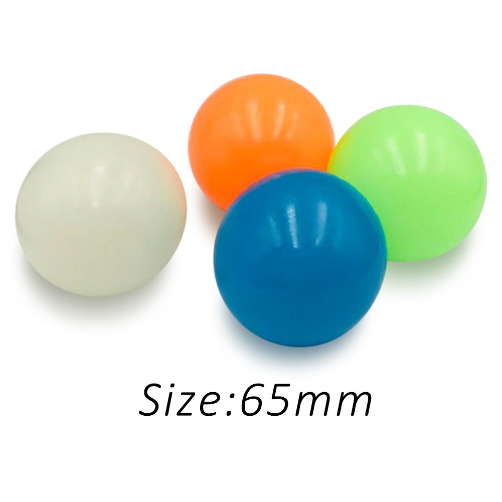4 stücke Stick Wand Ball Spiel Dekompression Ball Jump Ball Glow in The Dark Spielzeug Kid Spielzeug Squash Saug Ziel mini Leuchtende Kugel