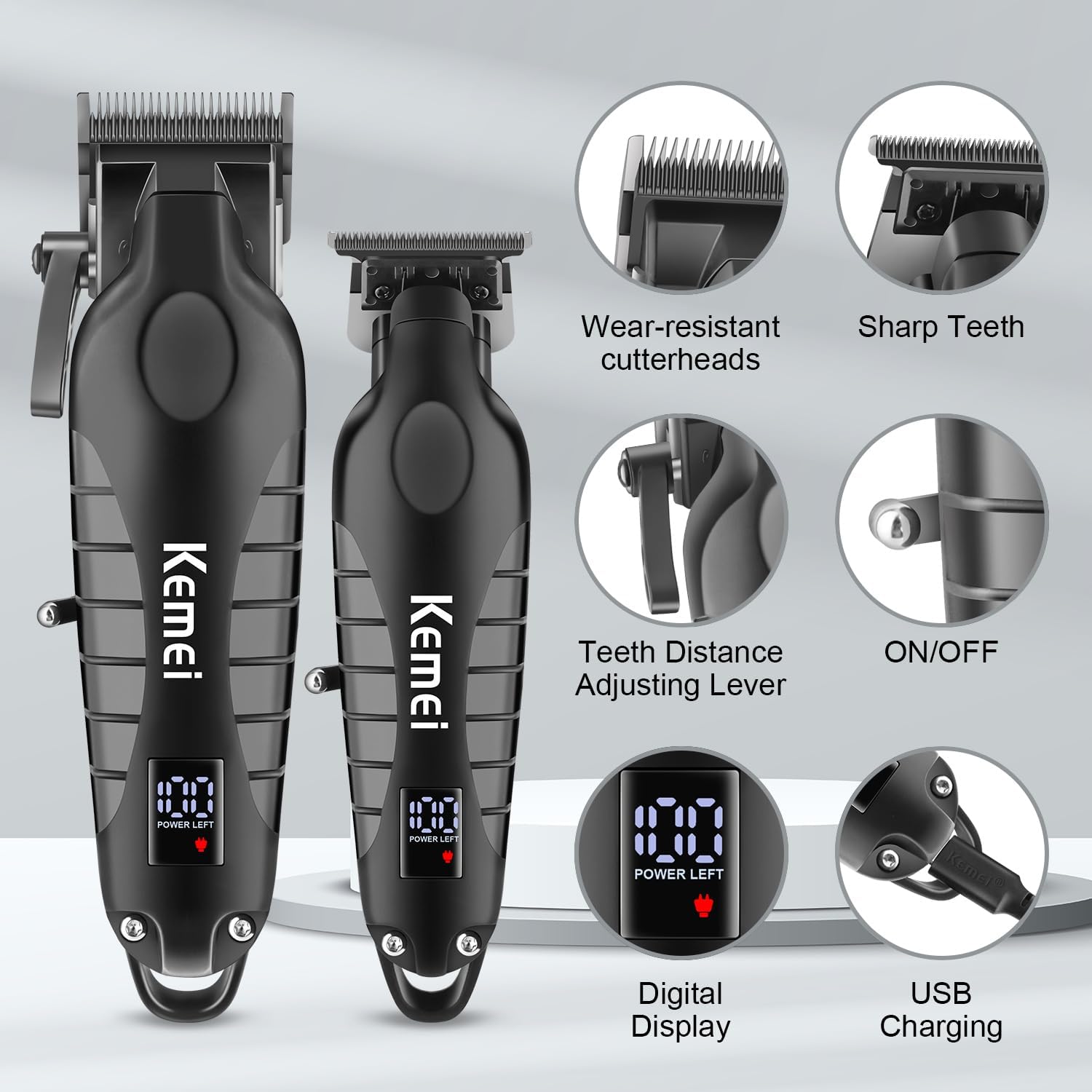 Kemei tondeuse set voor mannen, elektrisch scheerapparaat, tondeuse, professionele snijmachine, KM-2290, KM-2293, KM-1102