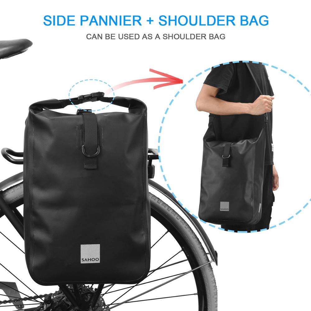 Multifunktionel cykelcykel bagsæde bagagerumstaske stor kapacitet udendørs sportspose rack tasker skulder håndtaske: Sort