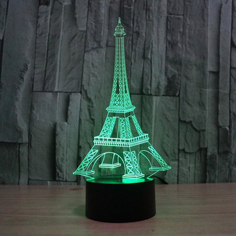 3D acrylique tour Eiffel veilleuse lampe charge luna lumière meilleur noël anniversaire rond lumière