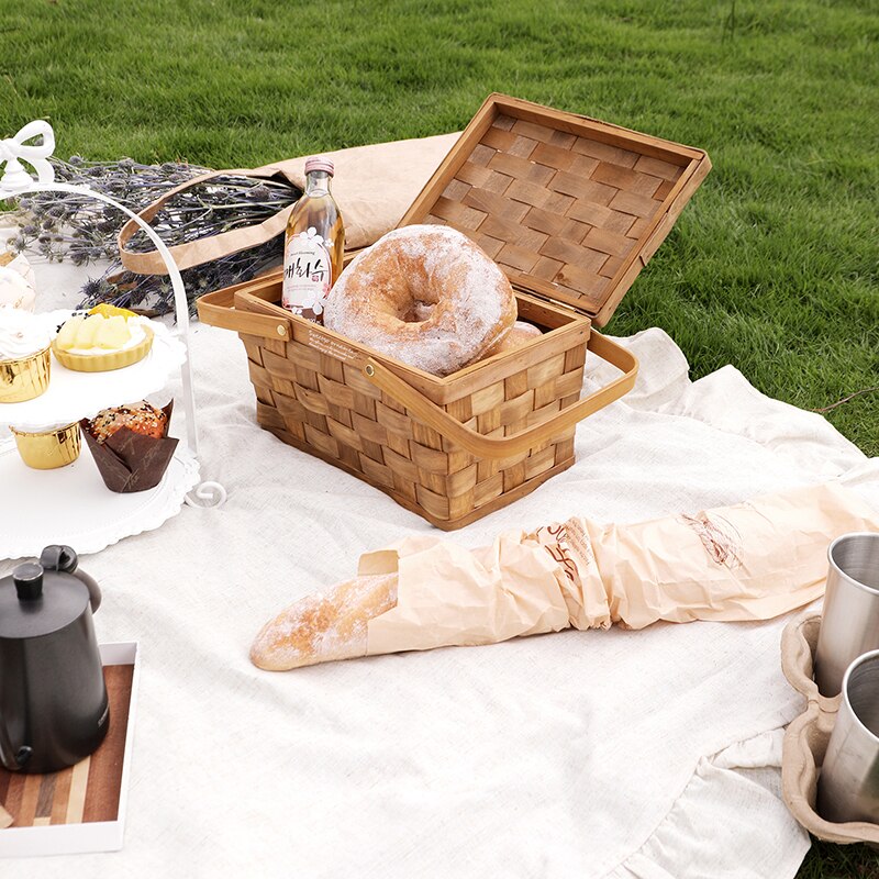 SWEETGO Picnic Tools Storage Plate Table Mat &amp; Picnic Basket Home Decoration Dessert Food Trays Camping Garden Party supplier