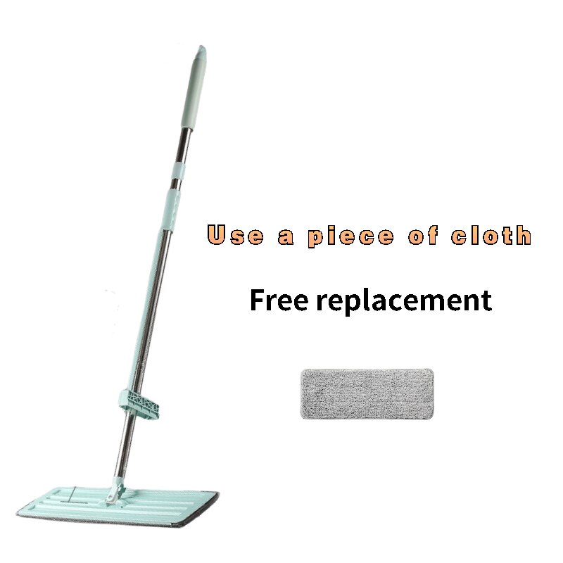 Green Squeeze Flat Mop Quick-drying Microfiber Cloth 360 Degree Angle Adjustable Kitchen Bathroom Floor Cleaning Tool: 1 mop 1cloth