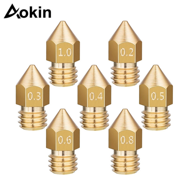 Boquilla MK7/MK8 para impresora 3d 0,4/0,3/0,2/0,5/0,6/0,8mm extrusora de piezas de cobre roscado 1,75mm 3,0mm cabeza de filamento boquillas de latón