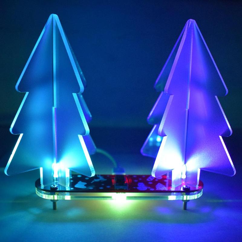 Giocattoli leggeri fai-da-te cambio colore completo gradiente LED acrilico 3D albero di natale Kit decorazioni per la casa educazione scienza giocattoli Set di apprendimento