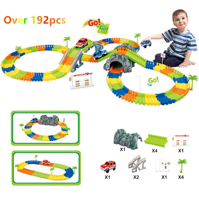 Montieren DIY eisenbahn straße flexible track spielzeug eisenbahn flex rennen tracks set 96/144/192/240PCS schiene autos spielzeug für kinder: 192pcs set a