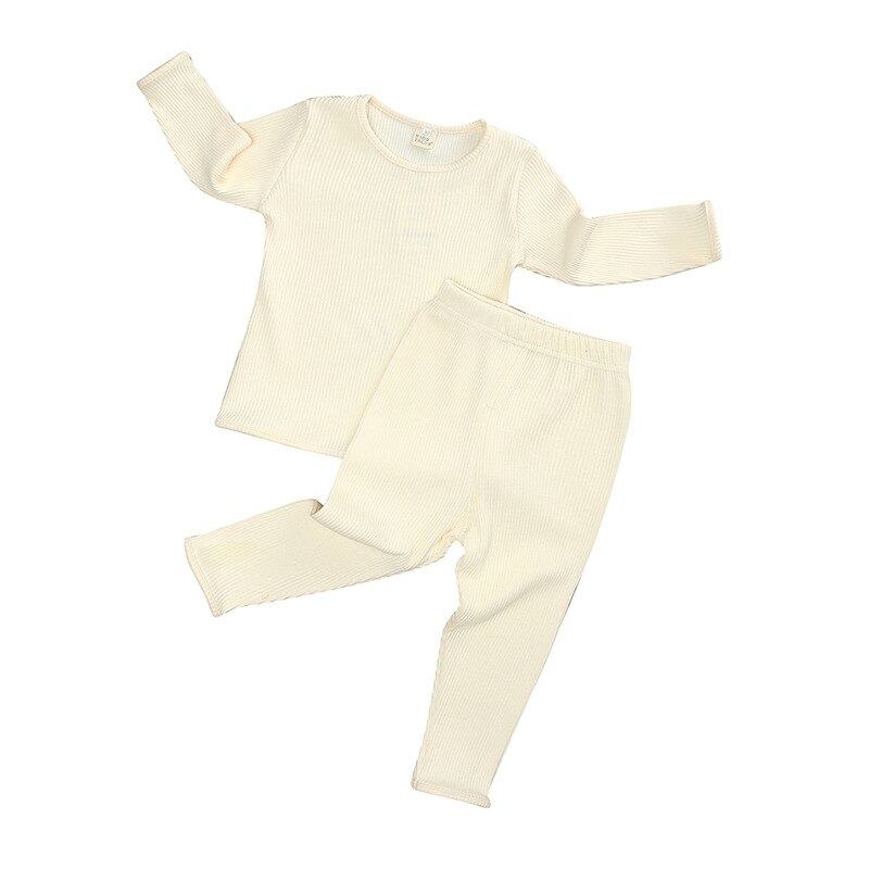 Kids Pyjama Kinderen Nachtkleding Lange Mouwen Casual Solid Lange Johhs Set Baby Jongens Meisjes Kleding Katoen Nachtkleding Kids Kleding