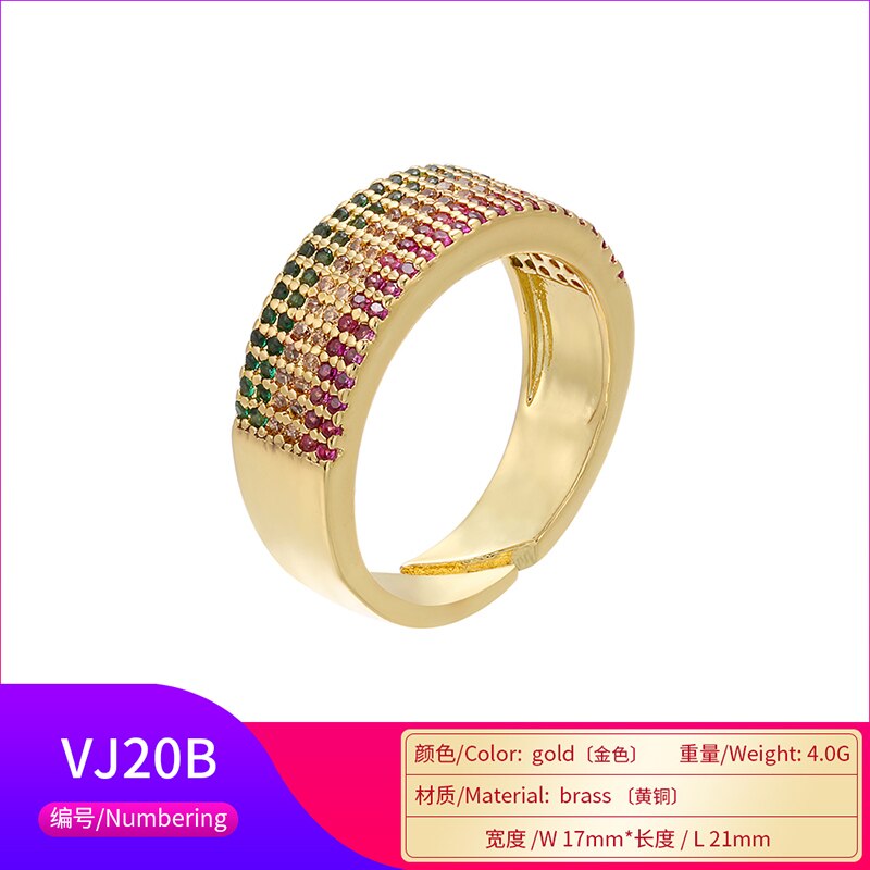 HECHENG Regenbogen Cz Stein Stapeln Ring Für Frauen Geometrische Wellen Lächeln Gold Silber Farbe Stangenbrot CZ VJ8