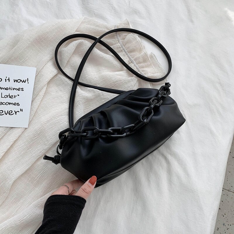 Candy Kleur Pu Lederen Schoudertas Messenger Bags Voor Vrouwen Kleine Crossbody Tas Reizen Keten Tas Handtassen En Portemonnees: Small black