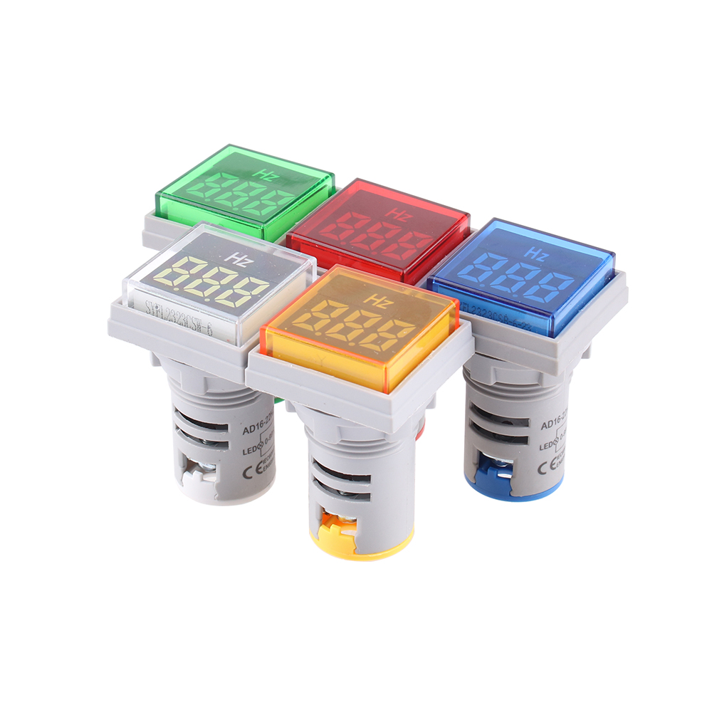 Square Digital Display Electricity Hertz meter 22mm Measuring Range 0-100 Hz Frequency Meter Indicator Signal Light Combo Tester