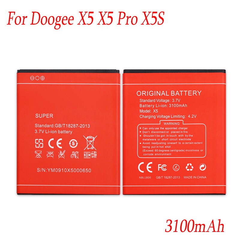 Batería para teléfono Doogee X5 MAX X5 MAX Pro X30 X50 X7 X7 Pro, para Doogee X5 X5 Pro X5S X6 X6 pro T3 Y100 Plus: X5 X5 Pro X5S