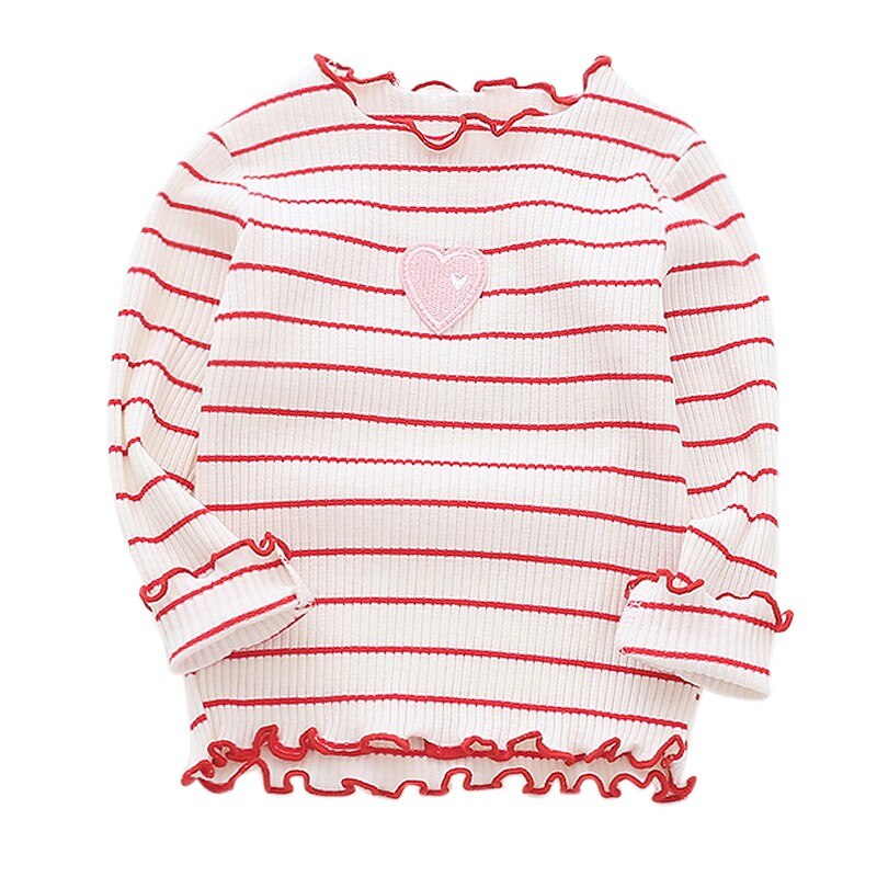 Baby Meisjes Tops Herfst Pasgeboren Blouses Kinderen Kleding Meisje Shirt Kleding Lange Mouw Meisje Streep Tee Katoenen Shirts: Rood / 9m