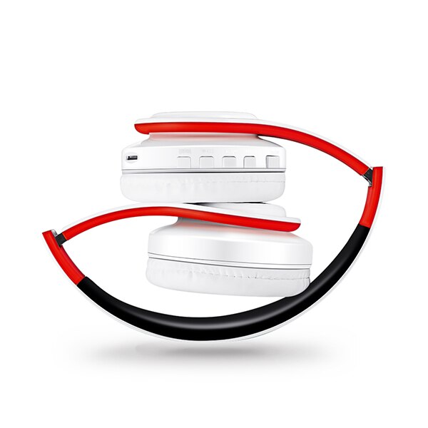 Best headphones Wireless earphones with microphone Digital Stereo Bluetooth Headset Card MP3 player FM Radio Music for all: White Red