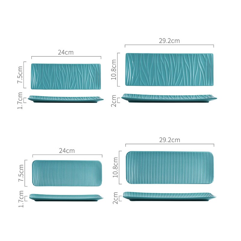 Rechthoekige sushi-dessertborden, eenvoudig herbruikbaar servies, keramisch magnetronbestendig steakbarbecuebord, huishoudelijke keukenbenodigdheden