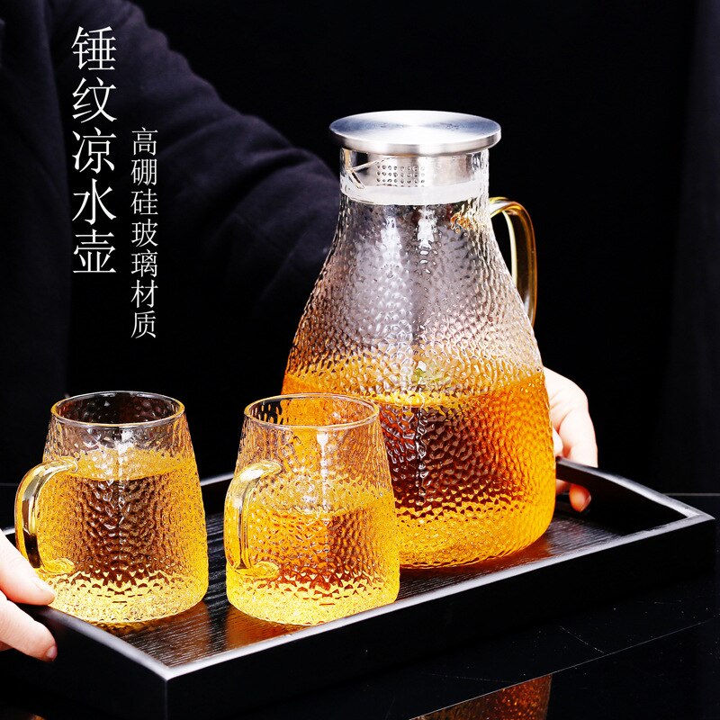 Household Cold Water Pot Heat-Resistant Kerman Fire Cooking Glass Kettle Explosion-Proof Jug Hanging  Cold Boiled Water Large-Vo