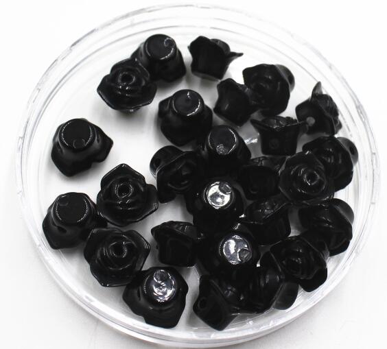 GHRQX Colorful roses loose beads DIY Beads Bracelet making 30 pcs: Black