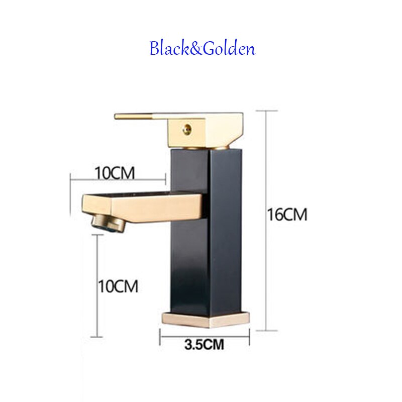 Korte Hoge Stijl Mat Zwart Goud Badrandcombinaties Enkele Handgreep Wastafel Kraan Water Kolom Sink Cold Badkamer Kraan Wastafel tap: Black Golden Short