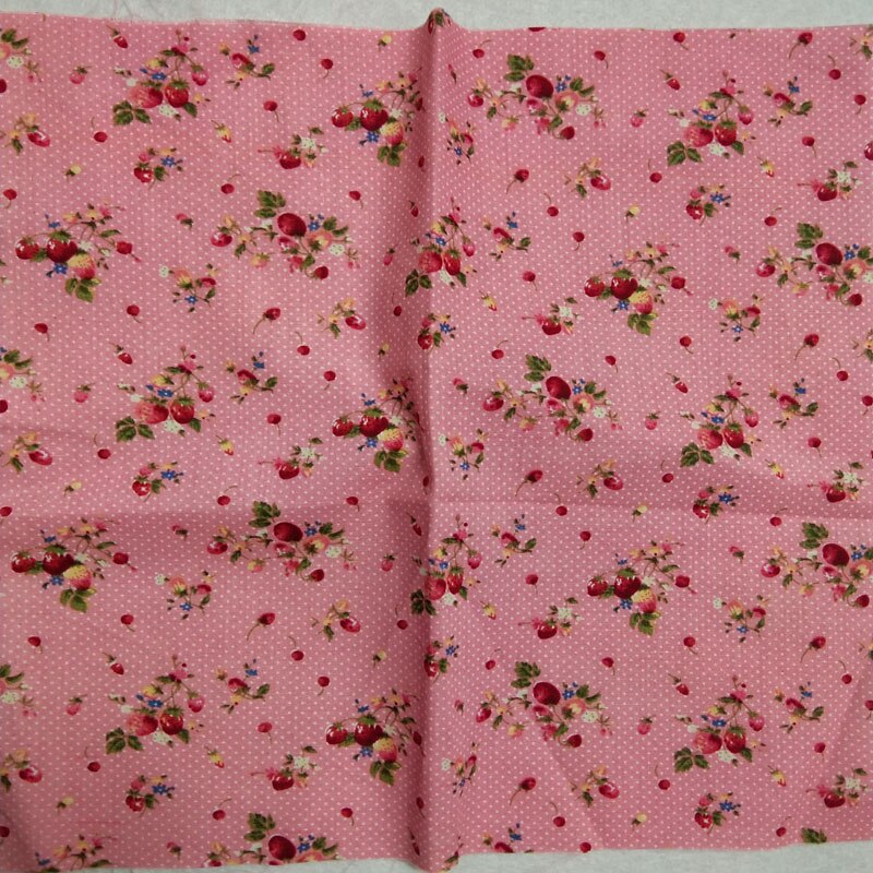 Romantique 3 couleurs petit rouge fleur & fraise Dot imprimé coton popeline tissu 50x145 cm pour bricolage couture
