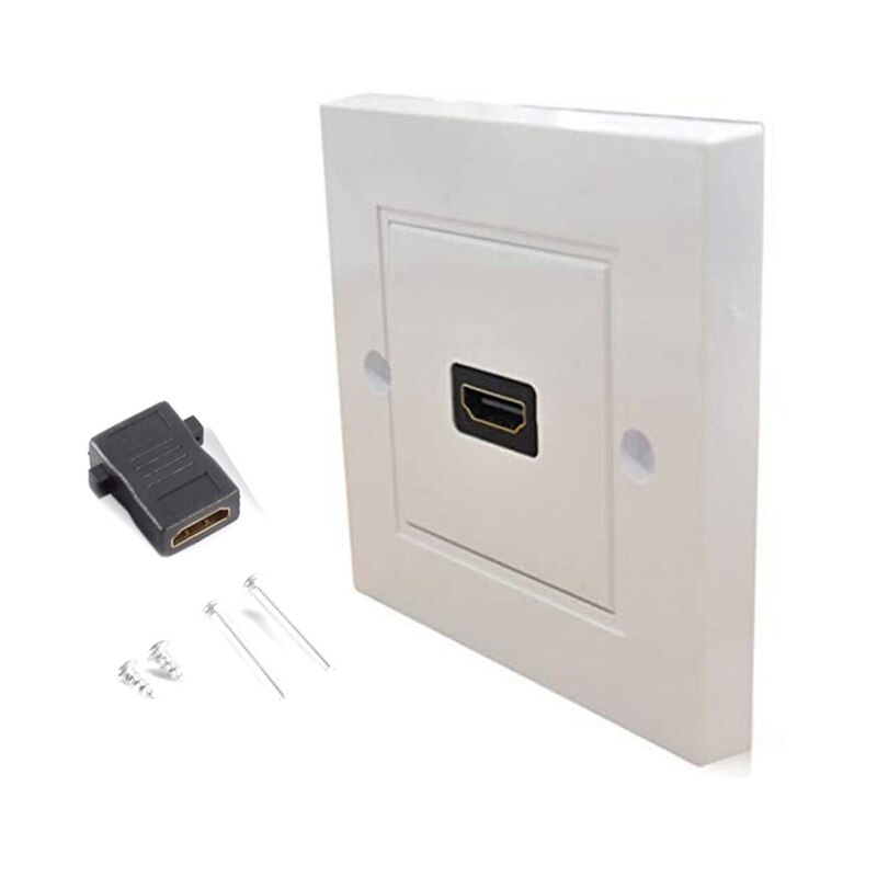 1-Port Wall Plate For HDMI Female Panel Face Cover Square 1080P Full High Definition ABS Plastic Outlet Mounting Bracket Socket