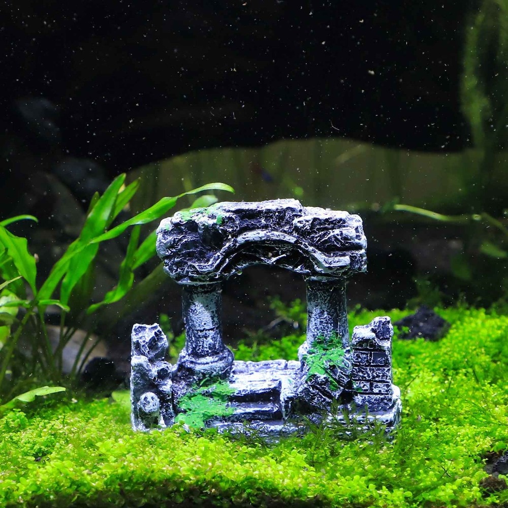 Double column Resin Rome Square Stone Pillars Aquarium Landscaping for Fish Tank Ornament Decoration Landscap Decorative