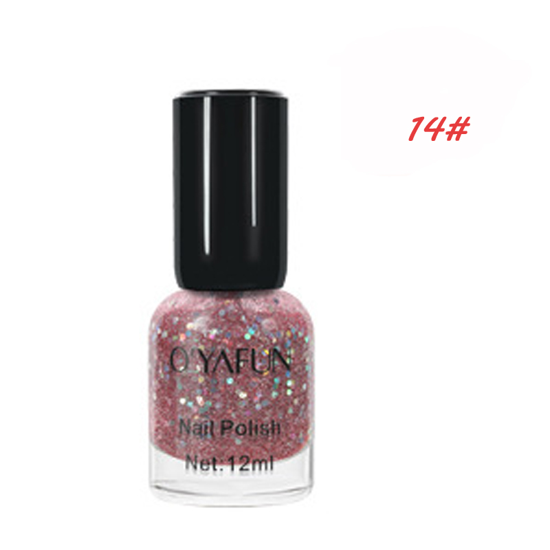 Neglelak hurtigtørrende ingen belysning slik macaron farve neglemaling giftfri gør-det-selv neglekunstpigment glitter neglelak hurtigttørrende: 14