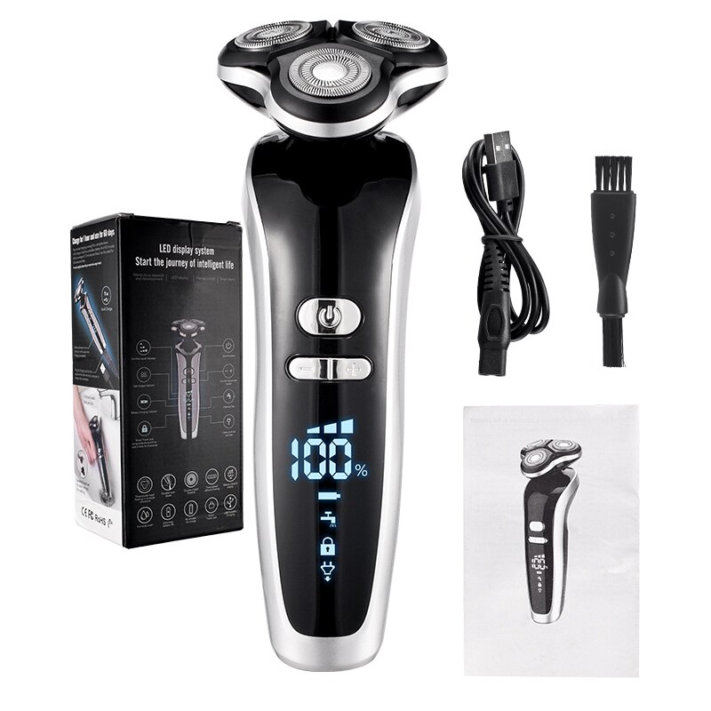 Rasoir électrique 4D pour hommes, lavage complet du corps, Rechargeable par USB, couteau à barbe: Package D with box