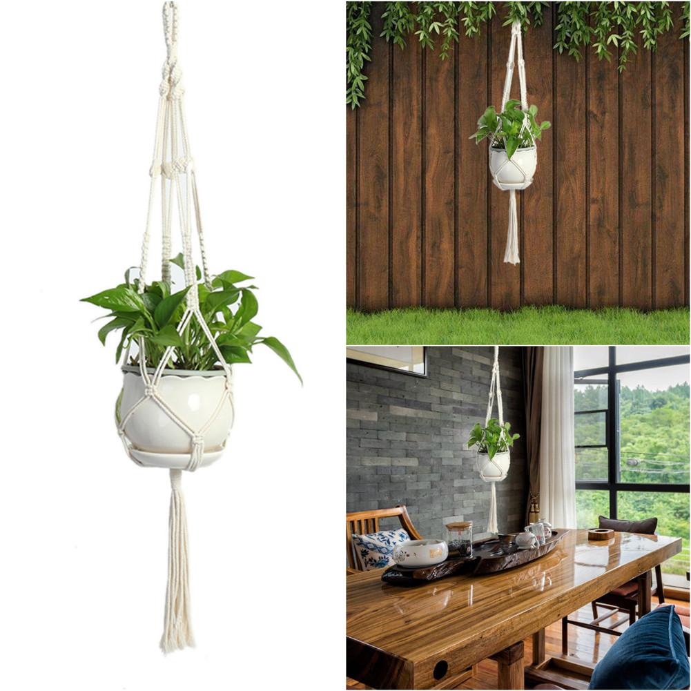 Macramé plantenhanger plantenbakmand touw pothouder hangende touwmand jute touw gevlochten hangend touw woondecoratie