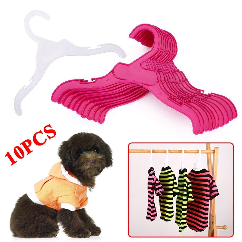 Ropa de perro perchas gancho perros mascotas accesorios para mascotas percha para ropa 10 unids/set de plástico duro Rack percha blanco y rojo longitud perro E