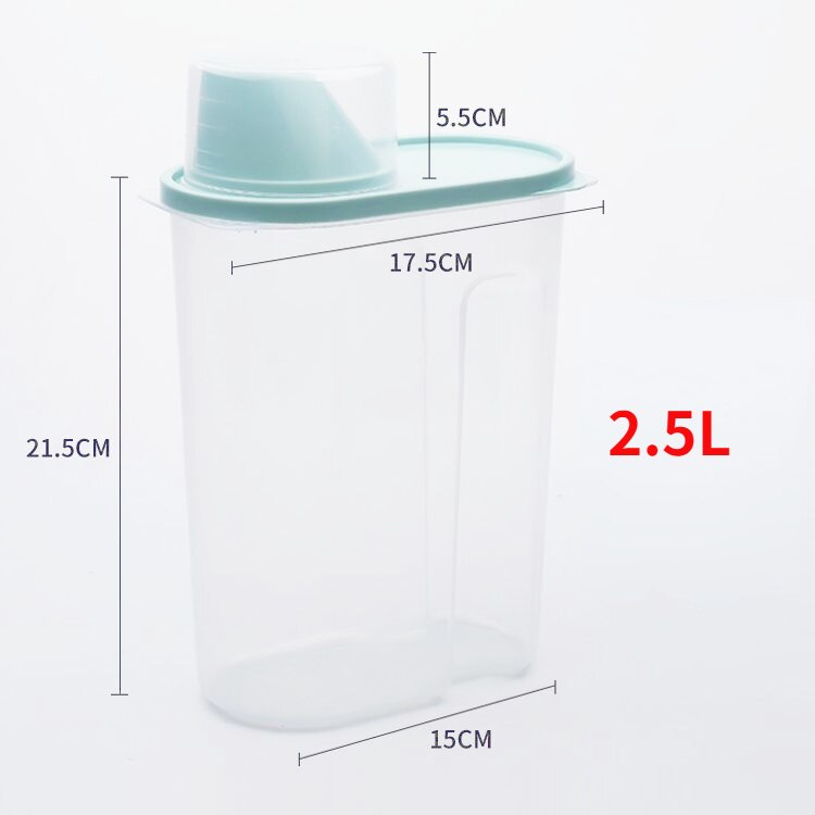 Pp mad opbevaringsboks køkken opbevaring plastik klar beholder med hæld låg flasker krukker tørret korn tank 1.9l-2.5l mad indeholder: 2.5l euro blå