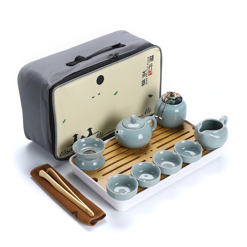 Chinesische Kung Fu Tee-Set Keramik Tragbare Teekanne Set Im Freien Reise Gaiwan Tee Tassen Tee Zeremonie Teetasse Trink Fine