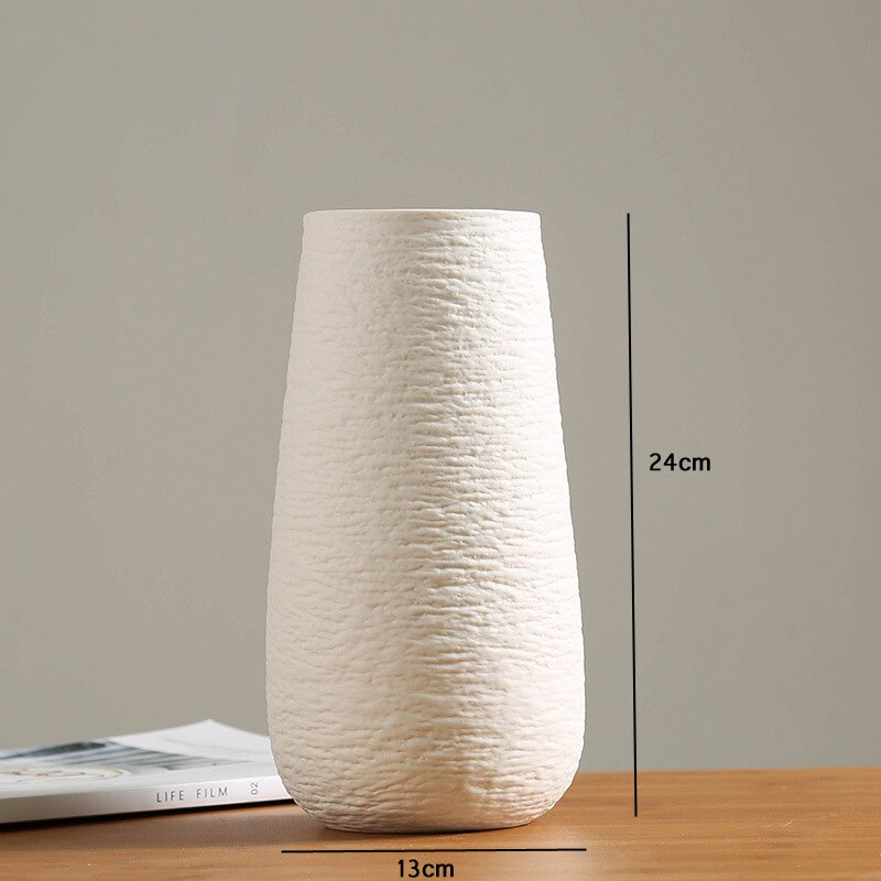 Hvit vase keramikk vase hjemmedekorasjon tilbehør tørr blomst moderne minimalistiske litterære vaser for blomster ev dekorasyon: 1
