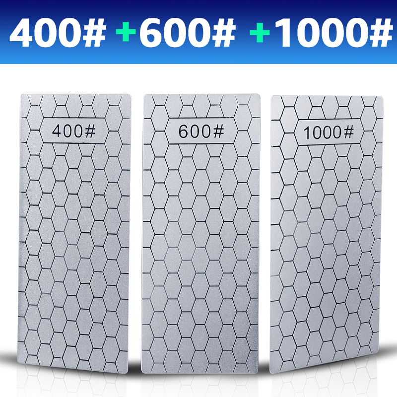 Diamantmessen Slijpsteen 400 # 1000 # 600 # Slijpsteen Messenslijper Ultradunne Whetstone-set met honingraatoppervlak: Beige