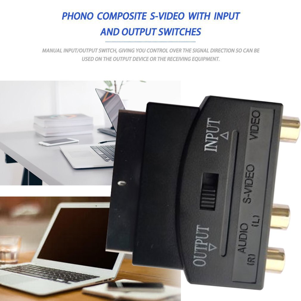 Scart Adapter Av Blok Naar 3 Rca Phono Composite S-Video Met In/Out Switch Scart Naar Svhs adapter Voor Video Dvd Recorder